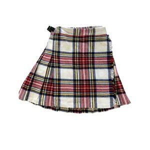 Vintage Royal Stewart Tartan Kilt Kids 4-5‎ Wool Blend Plaid Skirt UK